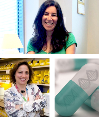 Dr. Danielle Ruskin (left) Clinical and Health Psychologist, and Iris Cohn (above right) a pharmacogenomic pharmacist. Image of turquoise and white pill (below right).