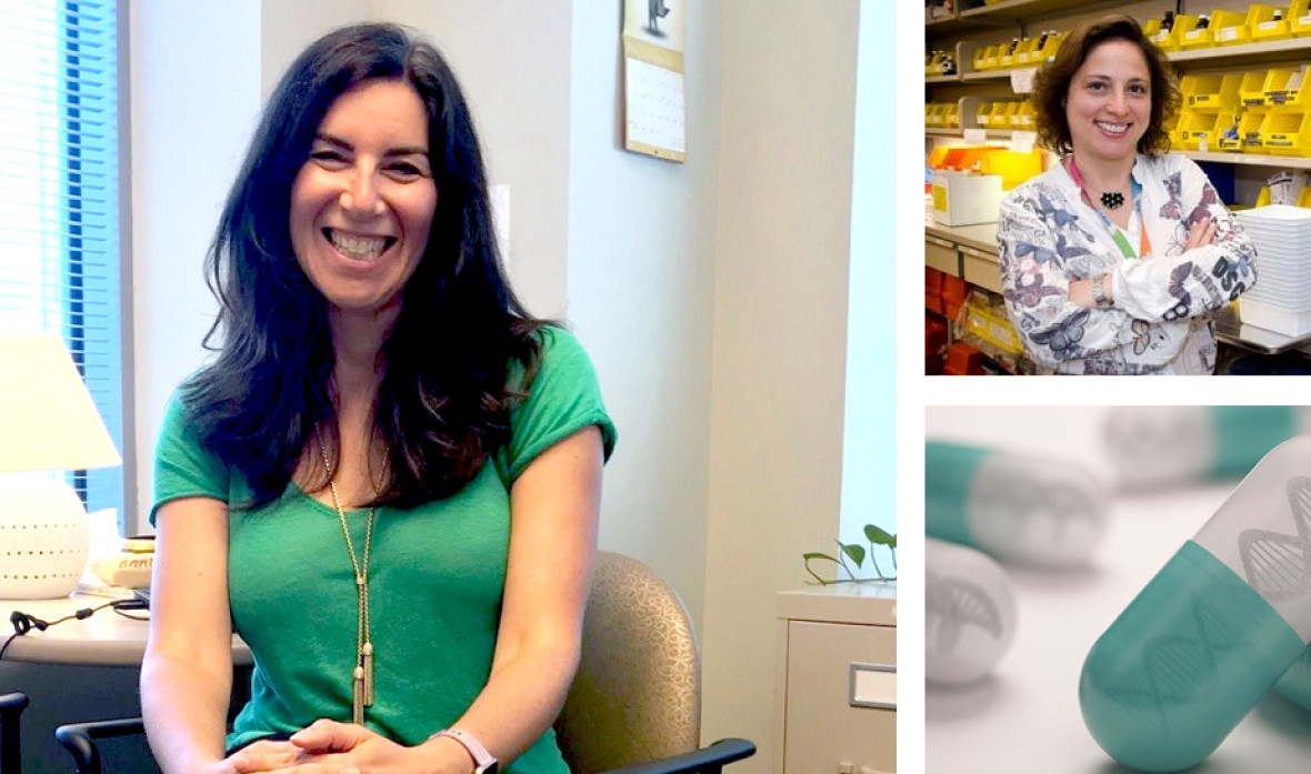 Dr. Danielle Ruskin (left) Clinical and Health Psychologist, and Iris Cohn (above right) a pharmacogenomic pharmacist. Image of turquoise and white pill (below right).