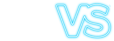 The SickKids Foundation VS Logo. The font colour is white. The VS is a light neon blue.