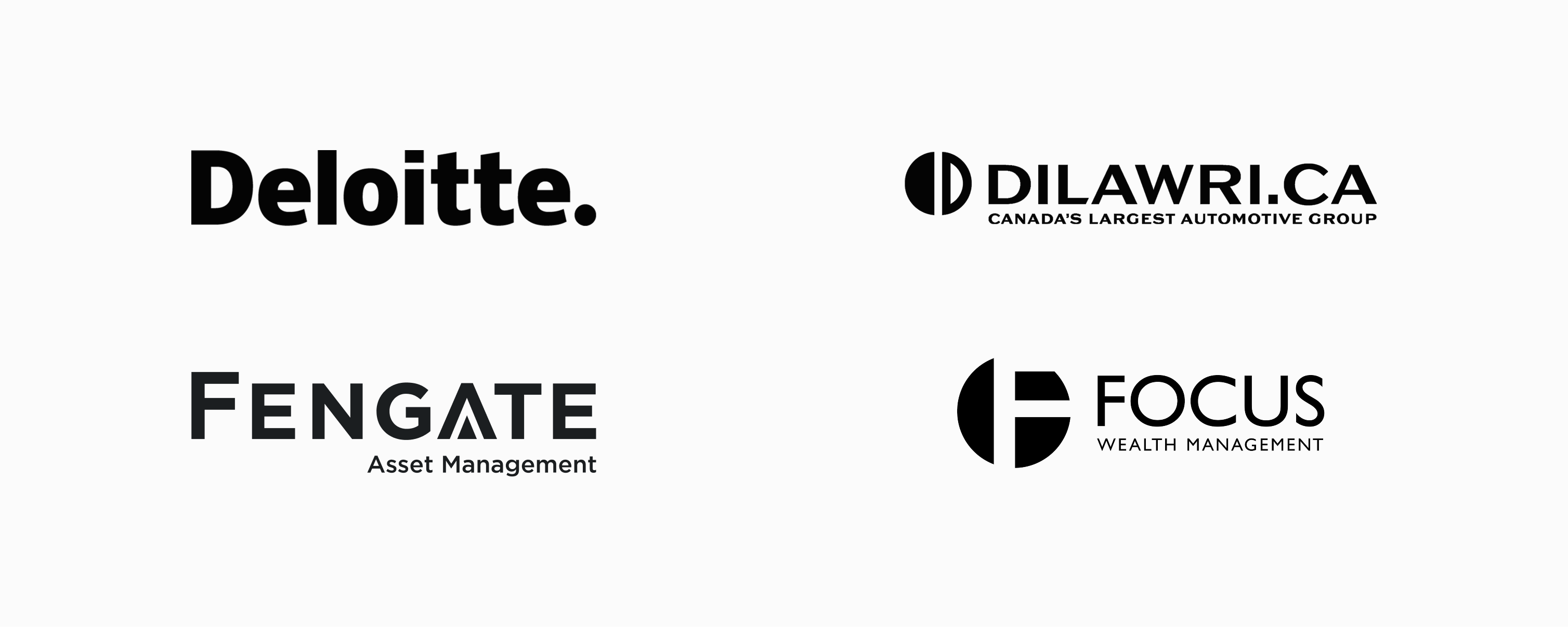 Deloitte, Dilawri Canada's Largest Automotive Group, Fengate Asset Management, Focus Wealth Management.